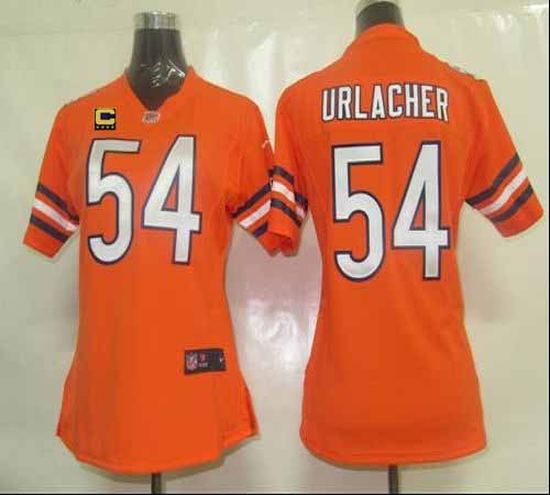  Bears #54 Brian Urlacher Orange Alternate With C Patch Women's Stitched NFL Elite Jersey