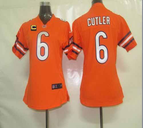  Bears #6 Jay Cutler Orange Alternate With C Patch Women's Stitched NFL Elite Jersey