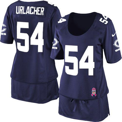  Bears #54 Brian Urlacher Navy Blue Team Color Women's Breast Cancer Awareness Stitched NFL Elite Jersey
