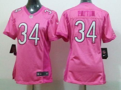  Bears #34 Walter Payton Pink Women's Be Luv'd Stitched NFL Elite Jersey