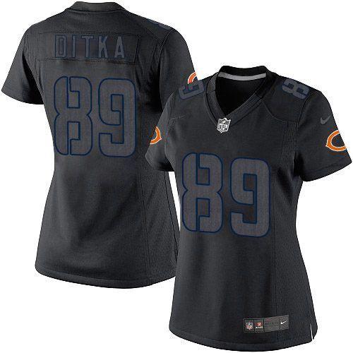  Bears #89 Mike Ditka Black Impact Women's Stitched NFL Limited Jersey