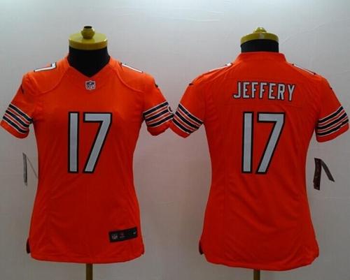  Bears #17 Alshon Jeffery Orange Alternate Women's Stitched NFL Limited Jersey