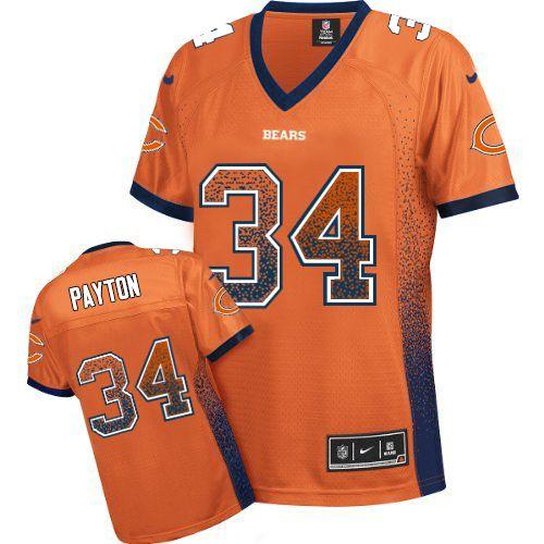  Bears #34 Walter Payton Orange Alternate Women's Stitched NFL Elite Drift Fashion Jersey