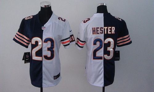  Bears #23 Devin Hester Navy Blue/White Women's Stitched NFL Elite Split Jersey