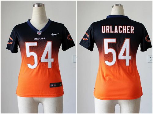  Bears #54 Brian Urlacher Navy Blue/Orange Women's Stitched NFL Elite Fadeaway Fashion Jersey