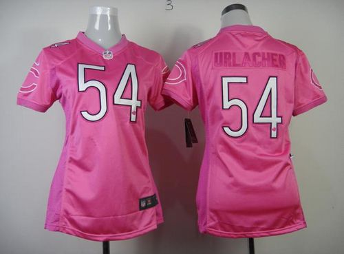  Bears #54 Brian Urlacher Pink New Women's Be Luv'd Stitched NFL Elite Jersey