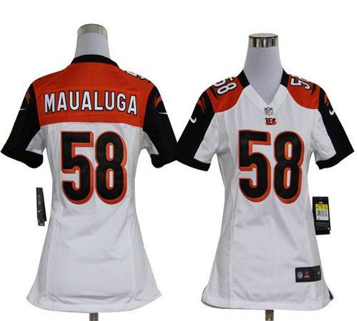  Bengals #58 Rey Maualuga White Women's Stitched NFL Elite Jersey