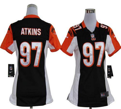  Bengals #97 Geno Atkins Black Team Color Women's Stitched NFL Elite Jersey
