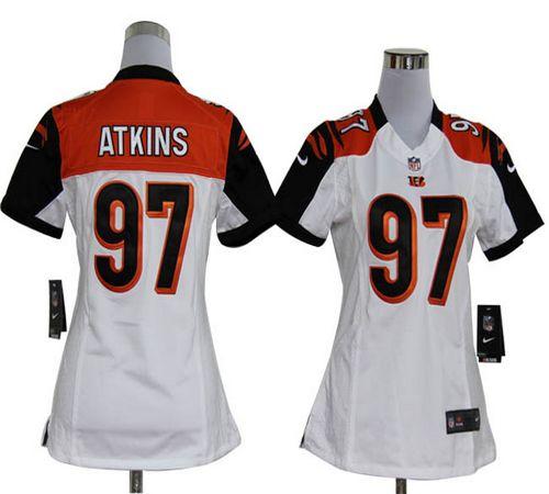  Bengals #97 Geno Atkins White Women's Stitched NFL Elite Jersey