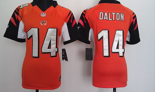  Bengals #14 Andy Dalton Orange Alternate Women's Stitched NFL Elite Jersey