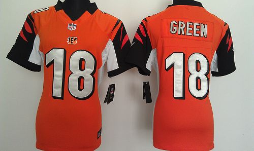  Bengals #18 A.J. Green Orange Alternate Women's Stitched NFL Elite Jersey