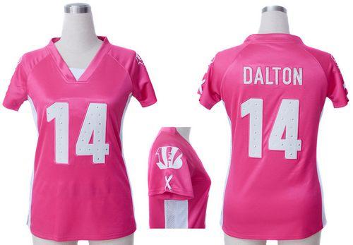  Bengals #14 Andy Dalton Pink Draft Him Name & Number Top Women's Stitched NFL Elite Jersey