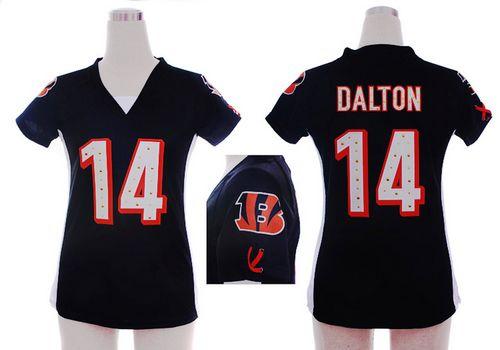  Bengals #14 Andy Dalton Black Team Color Draft Him Name & Number Top Women's Stitched NFL Elite Jersey