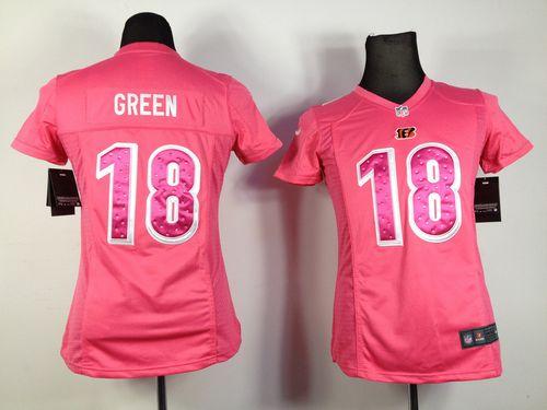  Bengals #18 A.J. Green Pink Sweetheart Women's Stitched NFL Elite Jersey