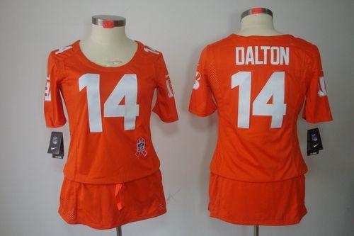  Bengals #14 Andy Dalton Orange Alternate Women's Breast Cancer Awareness Stitched NFL Elite Jersey