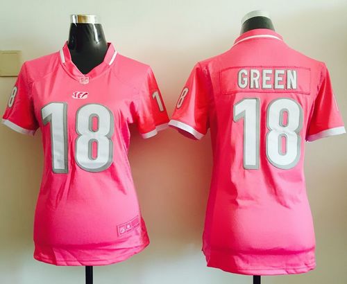 Bengals #18 A.J. Green Pink Women's Stitched NFL Elite Bubble Gum Jersey