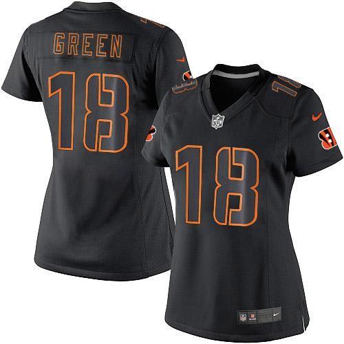  Bengals #18 A.J. Green Black Impact Women's Stitched NFL Limited Jersey