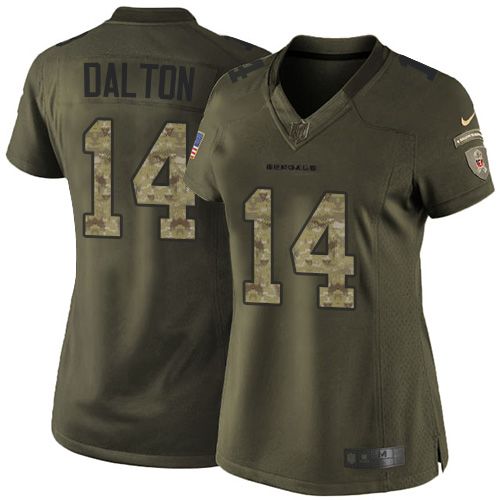  Bengals #14 Andy Dalton Green Women's Stitched NFL Limited Salute to Service Jersey