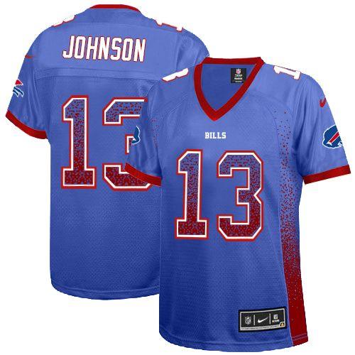  Bills #13 Steve Johnson Royal Blue Team Color Women's Stitched NFL Elite Drift Fashion Jersey