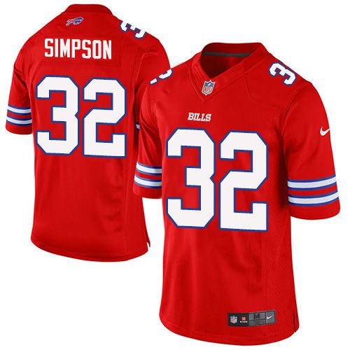  Bills #32 O. J. Simpson Red Women's Stitched NFL Limited Rush Jersey