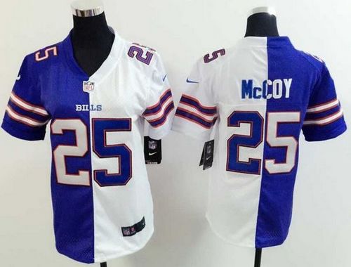  Bills #25 LeSean McCoy Royal Blue/White Women's Stitched NFL Elite Split Jersey