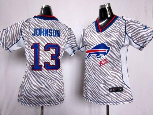  Bills #13 Steve Johnson Zebra Women's Stitched NFL Elite Jersey
