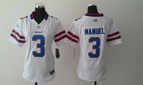  Bills #3 E. J. Manuel White Women's Stitched NFL Elite Jersey