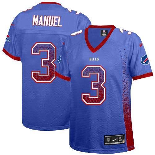  Bills #3 E. J. Manuel Royal Blue Team Color Women's Stitched NFL Elite Drift Fashion Jersey