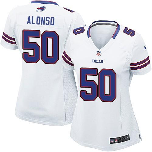  Bills #50 Kiko Alonso White Women's Stitched NFL Elite Jersey