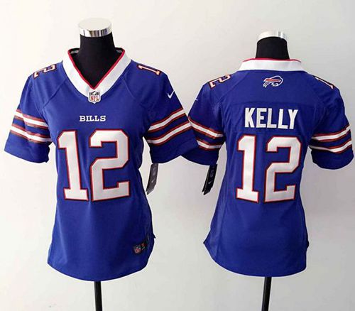  Bills #12 Jim Kelly Royal Blue Team Color Women's Stitched NFL Elite Jersey