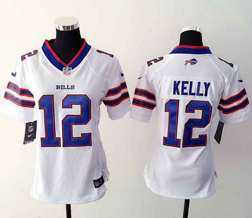  Bills #12 Jim Kelly White Women's Stitched NFL Elite Jersey