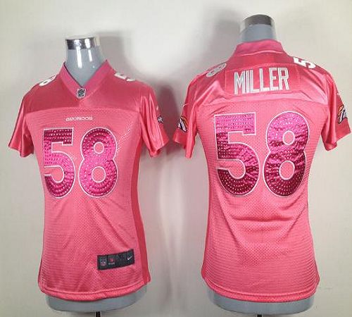  Broncos #58 Von Miller Pink Sweetheart Women's Stitched NFL Elite Jersey