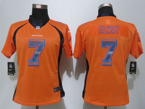  Broncos #7 John Elway Orange Team Color Women's Stitched NFL Elite Strobe Jersey