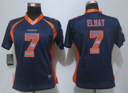  Broncos #7 John Elway Blue Alternate Women's Stitched NFL Elite Strobe Jersey