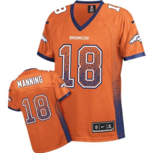  Broncos #18 Peyton Manning Orange Team Color Women's Stitched NFL Elite Drift Fashion Jersey