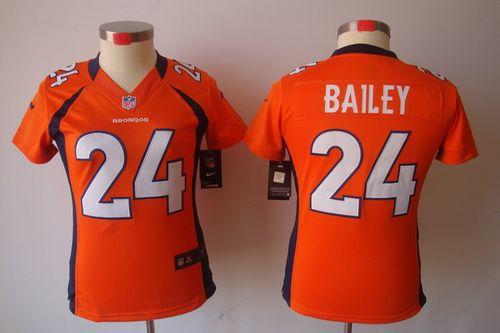  Broncos #24 Champ Bailey Orange Team Color Women's Stitched NFL Limited Jersey