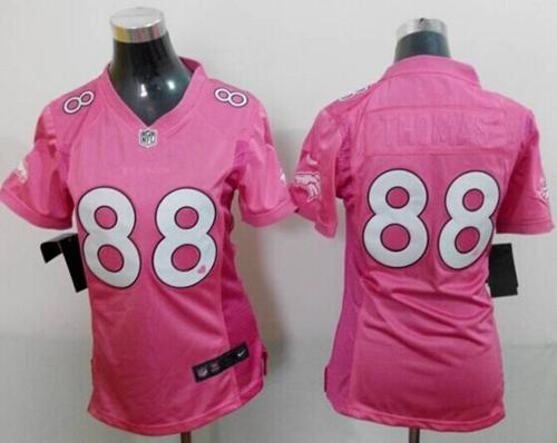  Broncos #88 Demaryius Thomas Pink Women's Be Luv'd Stitched NFL New Elite Jersey