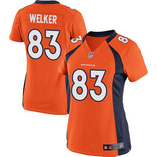  Broncos #83 Wes Welker Orange Team Color Women's Stitched NFL Limited Jersey