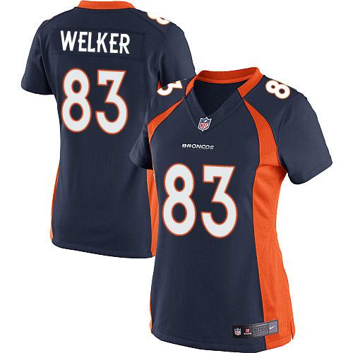  Broncos #83 Wes Welker Blue Alternate Women's Stitched NFL Limited Jersey