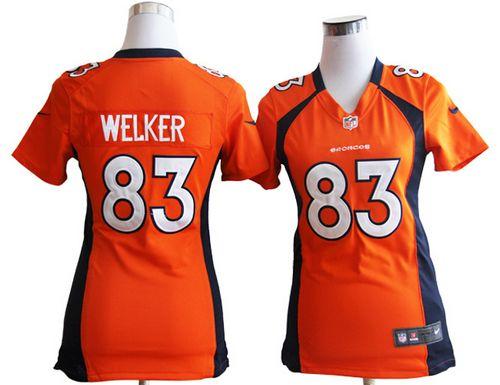 Broncos #83 Wes Welker Orange Team Color Women's Stitched NFL Elite Jersey