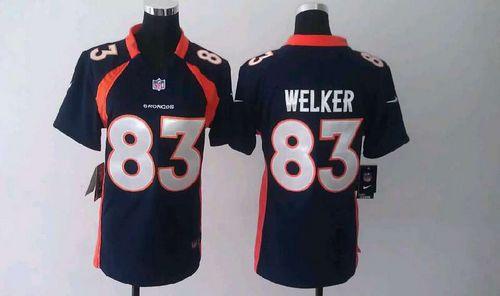  Broncos #83 Wes Welker Blue Alternate Women's Stitched NFL Elite Jersey