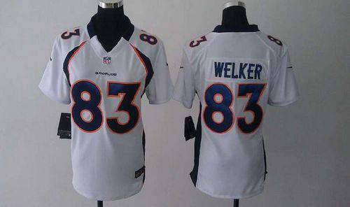  Broncos #83 Wes Welker White Women's Stitched NFL Elite Jersey