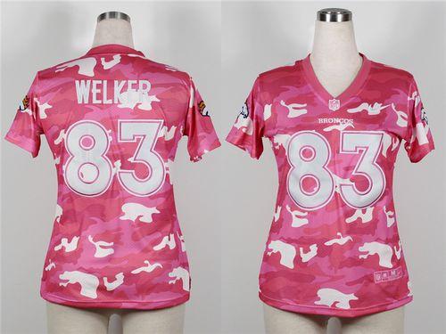  Broncos #83 Wes Welker Pink Women's Stitched NFL Elite Camo Fashion Jersey