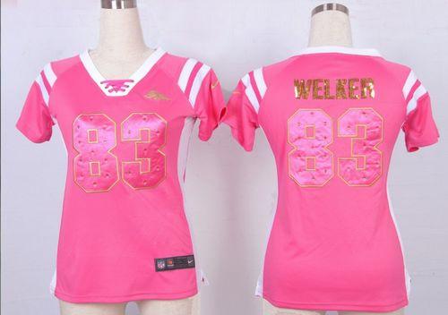  Broncos #83 Wes Welker Pink Women's Stitched NFL Elite Draft Him Shimmer Jersey