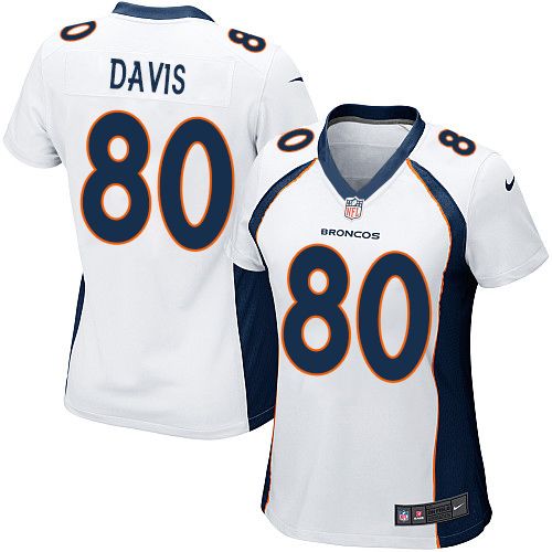  Broncos #80 Vernon Davis White Women's Stitched NFL New Elite Jersey
