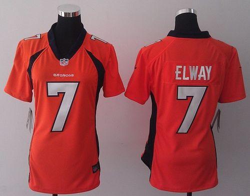  Broncos #7 John Elway Orange Team Color Women's Stitched NFL New Elite Jersey