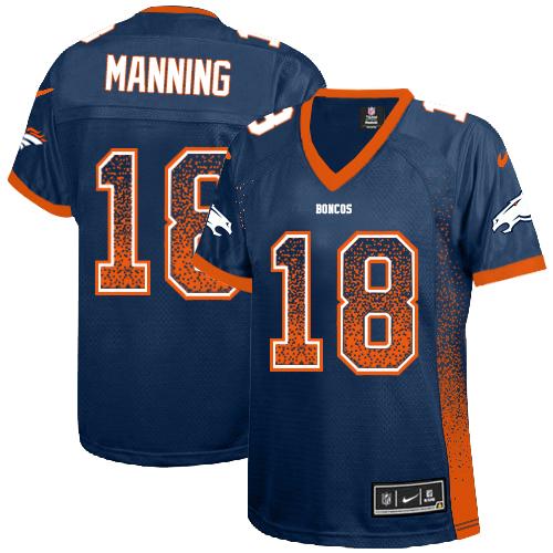  Broncos #18 Peyton Manning Blue Alternate Women's Stitched NFL Elite Drift Fashion Jersey