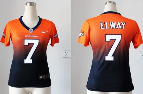  Broncos #7 John Elway Orange/Blue Women's Stitched NFL Elite Fadeaway Fashion Jersey