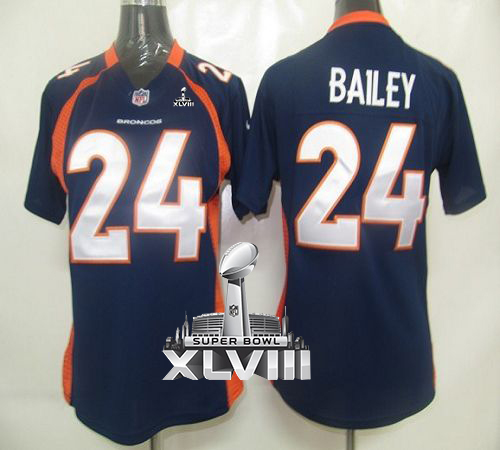 Broncos #24 Champ Bailey Blue Alternate Super Bowl XLVIII Women's Stitched NFL Elite Jersey