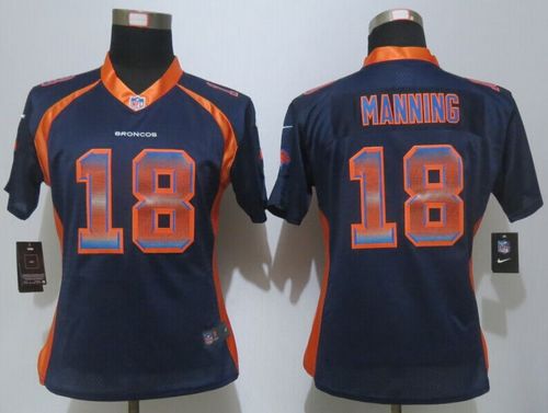  Broncos #18 Peyton Manning Blue Alternate Women's Stitched NFL Elite Strobe Jersey